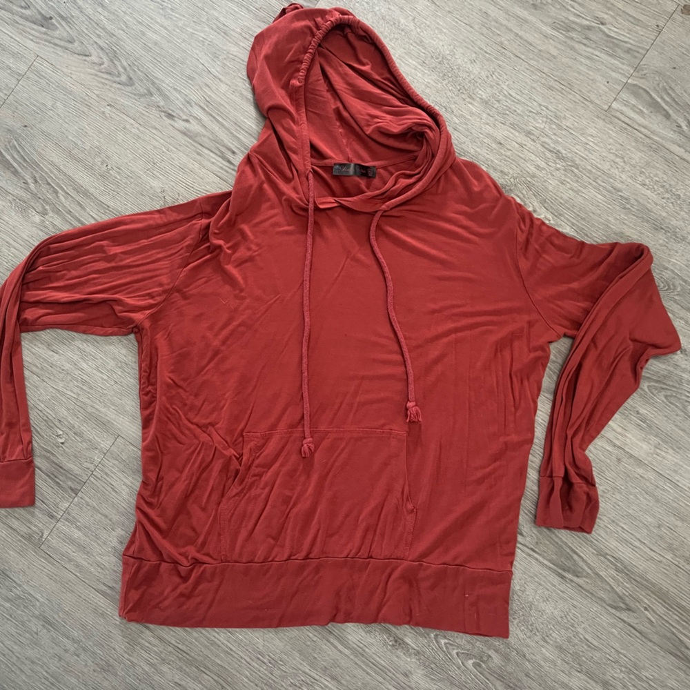 Rust Red Lightweight Hooded Pullover